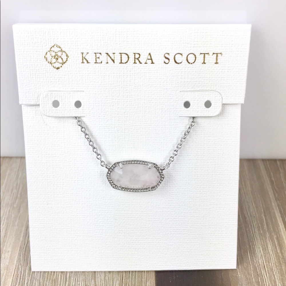 Kendra Scott Elisa rose quartz silver necklace